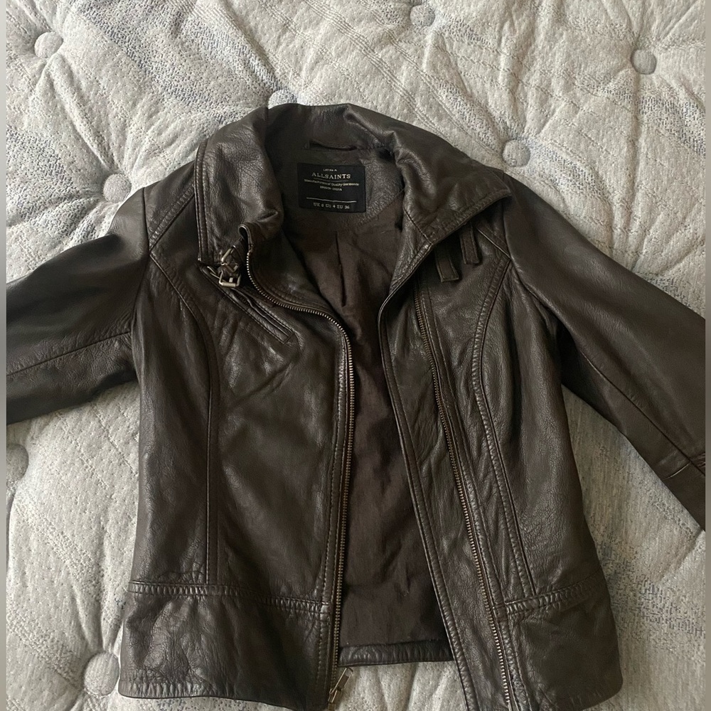All Saints Brown Leather Jacket